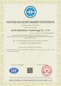 D38999/20FB35PC | MIL-DTL-38999 Series III Circular Connector - AVIA Electronics 28 ISO45001 Occupational Health and Safety Management Systems