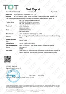 D38999/20FB35PC | MIL-DTL-38999 Series III Circular Connector - AVIA Electronics 33 Salt Spray Test
